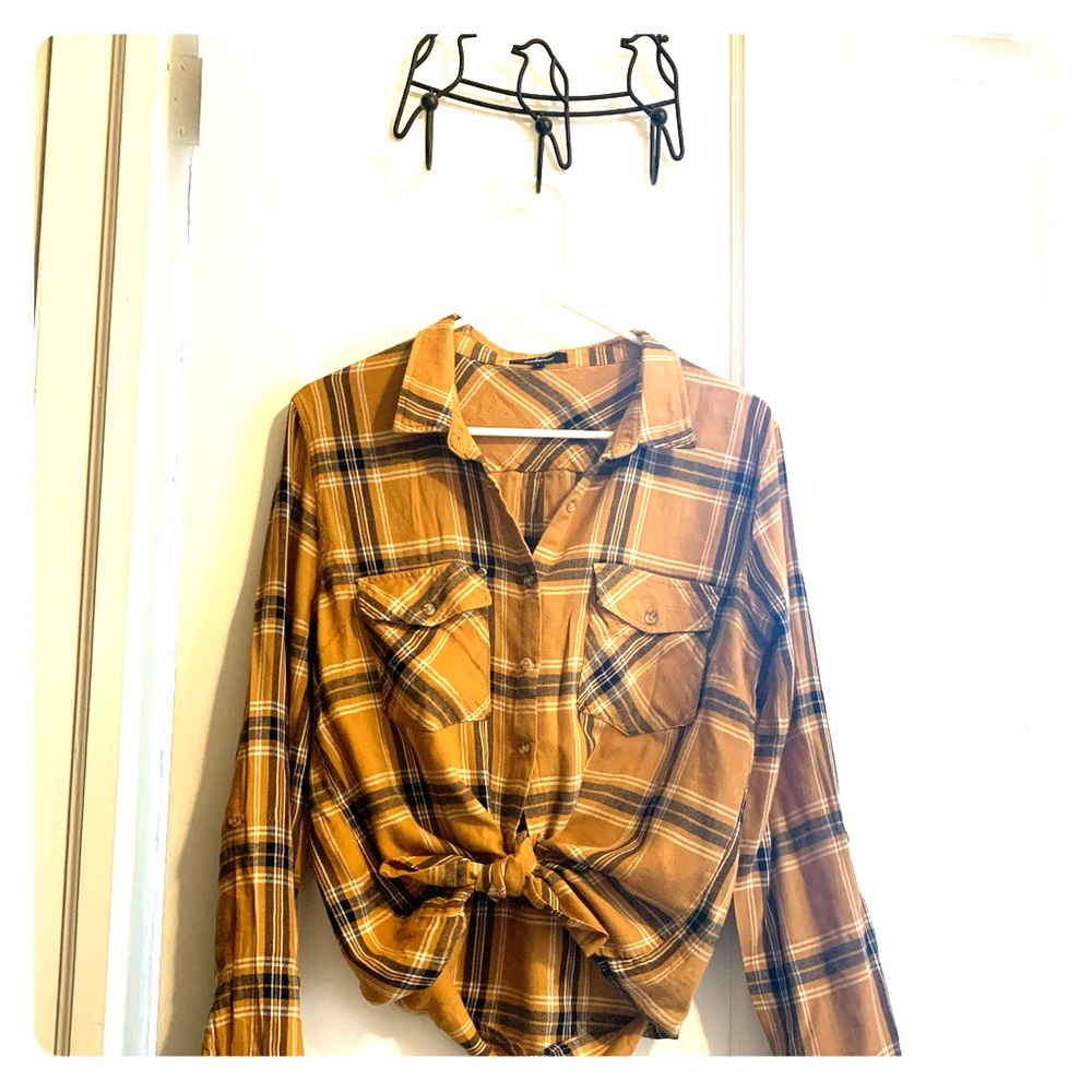 Mustard yellow plaid shirt